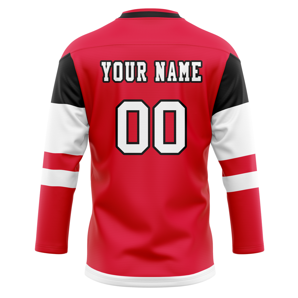 Custom Team Design Red & White Colors Design Sports Hockey Jersey HK00OS020902