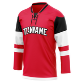 Custom Team Design Red & White Colors Design Sports Hockey Jersey HK00OS020902