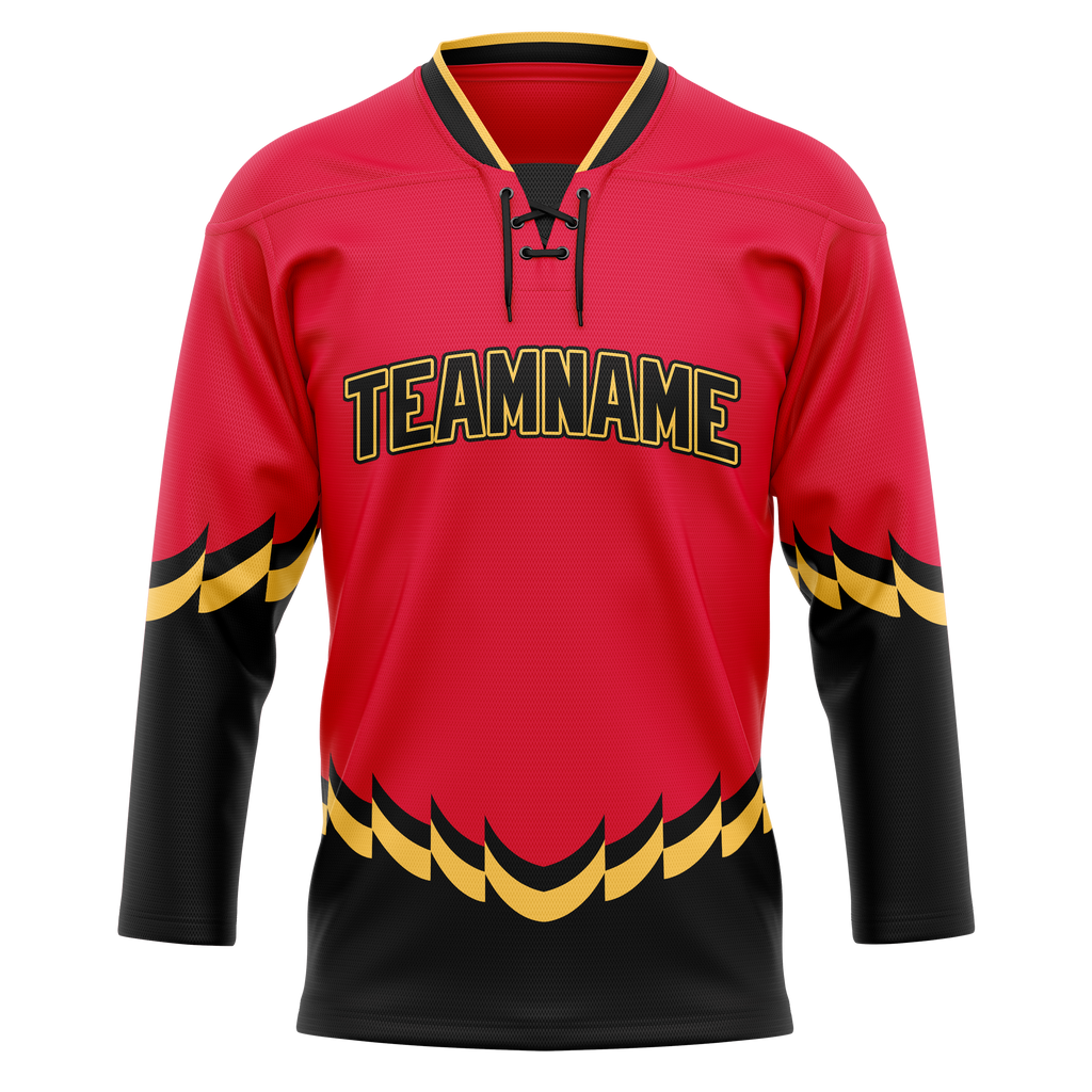 Custom Team Design Red & Black Colors Design Sports Hockey Jersey HK00CF030901