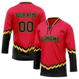 Custom Team Design Red & Black Colors Design Sports Hockey Jersey HK00OS030901