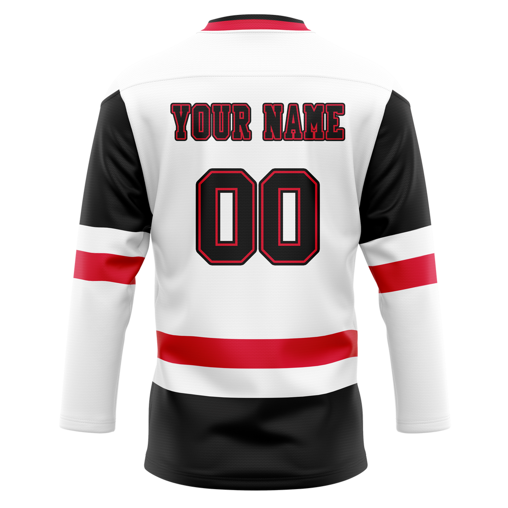 Custom Team Design White & Black Colors Design Sports Hockey Jersey HK00OS040201