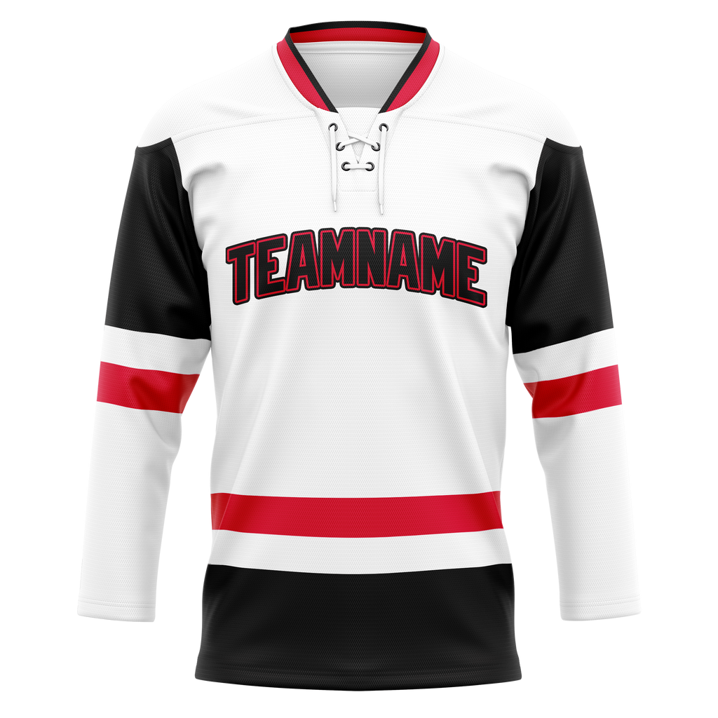 Custom Team Design White & Black Colors Design Sports Hockey Jersey HK00CF040201