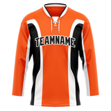 Custom Team Design Orange & Black Colors Design Sports Hockey Jersey HK00CH021001
