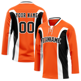 Custom Team Design Orange & Black Colors Design Sports Hockey Jersey HK00CH021001