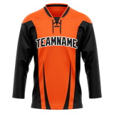 Custom Team Design Orange & Black Colors Design Sports Hockey Jersey HK00PF031001