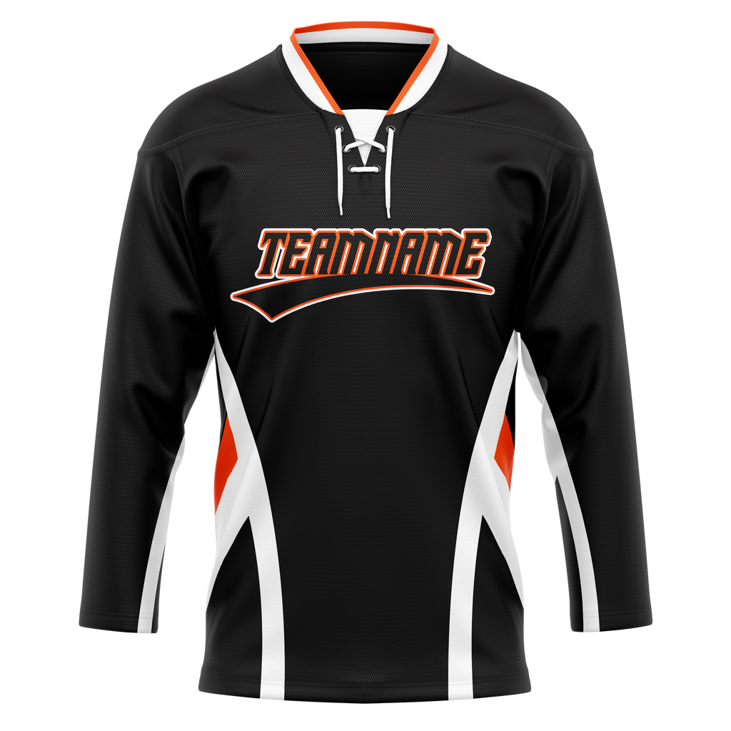 Custom Team Design Black & White Colors Design Sports Hockey Jersey HK00CH040102