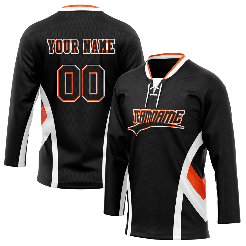 Custom Team Design Black & White Colors Design Sports Hockey Jersey HK00CH040102
