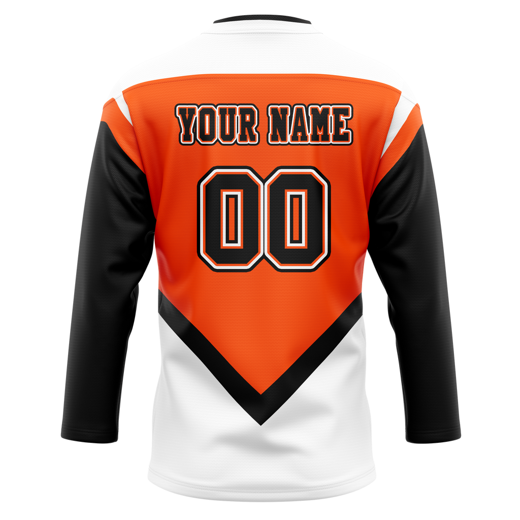 Custom Team Design Orange & White Colors Design Sports Hockey Jersey HK00PF061002