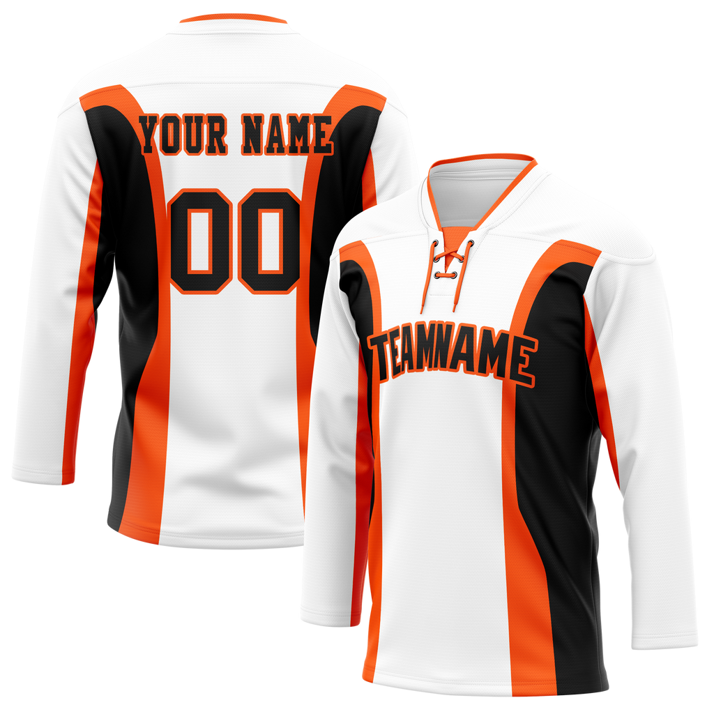 Custom Team Design White & Black Colors Design Sports Hockey Jersey HK00CH070201