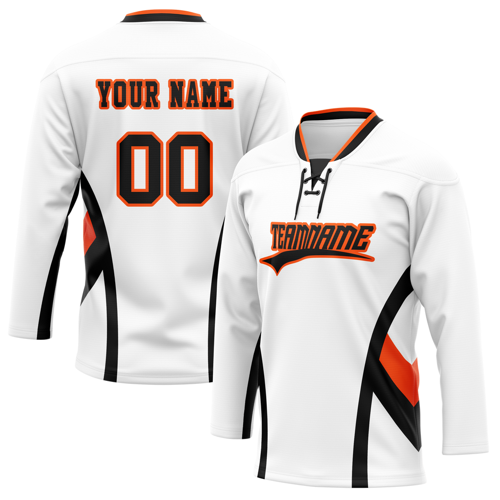 Custom Team Design White & Black Colors Design Sports Hockey Jersey HK00PF090201