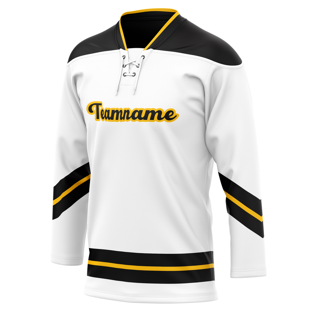 Custom Team Design White & Black Colors Design Sports Hockey Jersey HK00TBL020201