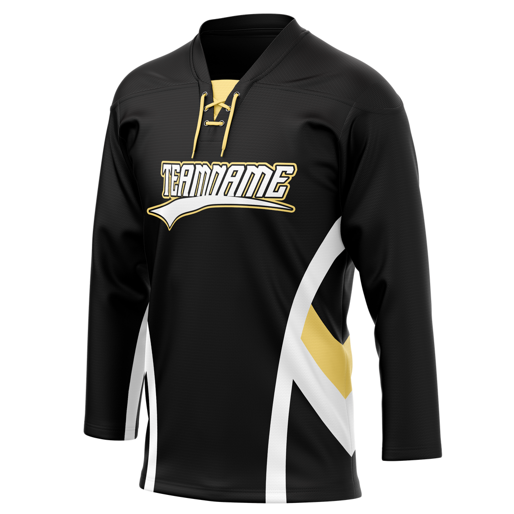 Custom Team Design Black & White Colors Design Sports Hockey Jersey HK00TBL030102