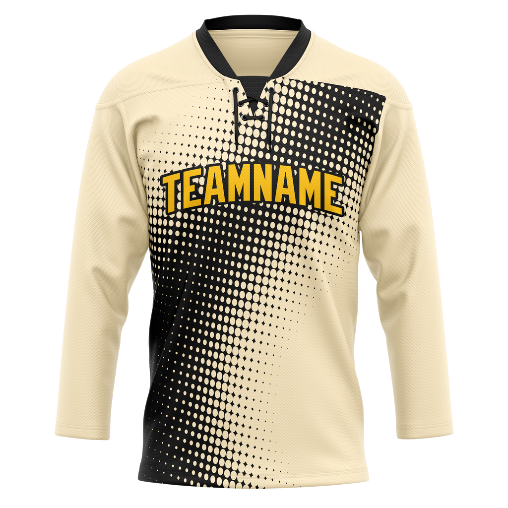 Custom Team Design Cream & Black Colors Design Sports Hockey Jersey HK00TBL040501