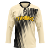 Custom Team Design Cream & Black Colors Design Sports Hockey Jersey HK00PP040501