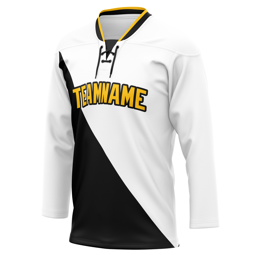 Custom Team Design White & Black Colors Design Sports Hockey Jersey HK00TBL050201