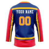 Custom Team Design Royal Blue & Red Colors Design Sports Hockey Jersey HK00CBJ011909