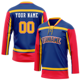 Custom Team Design Royal Blue & Red Colors Design Sports Hockey Jersey HK00CBJ011909