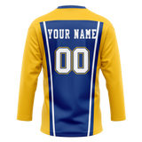 Custom Team Design Yellow & Royal Blue Colors Design Sports Hockey Jersey HK00CBJ031219