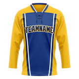 Custom Team Design Yellow & Royal Blue Colors Design Sports Hockey Jersey HK00CBJ031219