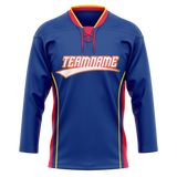 Custom Team Design Royal Blue & Red Colors Design Sports Hockey Jersey HK00SB101909