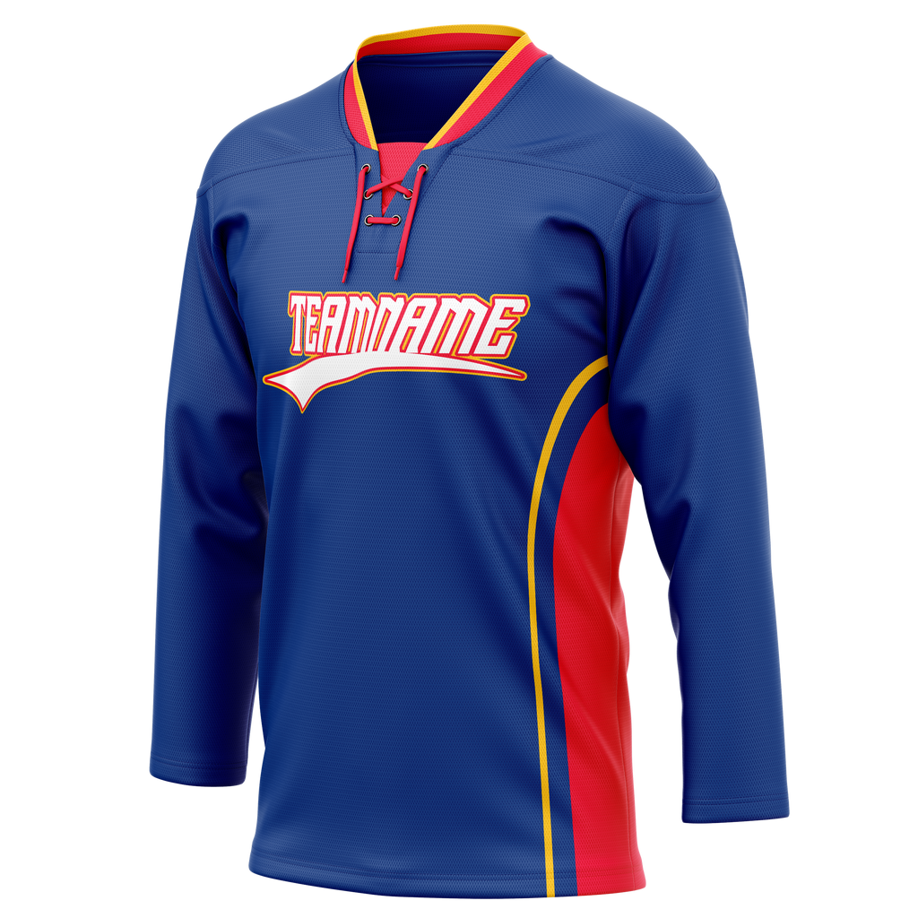Custom Team Design Royal Blue & Red Colors Design Sports Hockey Jersey HK00SB101909