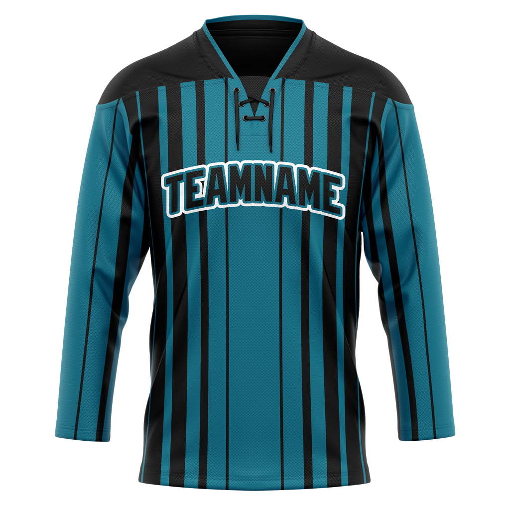 Custom Team Design Dark Aqua & Black Colors Design Sports Hockey Jersey HK00WC021601