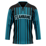 Custom Team Design Dark Aqua & Black Colors Design Sports Hockey Jersey HK00SJS021601