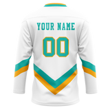 Custom Team Design White & Teal Colors Design Sports Hockey Jersey HK00SJS030217