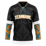 Custom Team Design Black & Light Orange Colors Design Sports Hockey Jersey HK00SJS060111