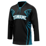 Custom Team Design Black & Dark Aqua Colors Design Sports Hockey Jersey HK00SJS070116