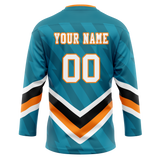 Custom Team Design Dark Aqua & Light Orange Colors Design Sports Hockey Jersey HK00SJS081611