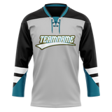 Custom Team Design Silver & Black Colors Design Sports Hockey Jersey HK00SJS090401