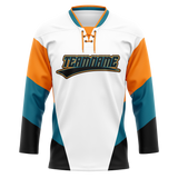 Custom Team Design White & Light Orange Colors Design Sports Hockey Jersey HK00SJS100211