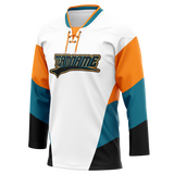 Custom Team Design White & Light Orange Colors Design Sports Hockey Jersey HK00SJS100211