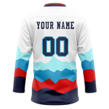 Custom Team Design White & Navy Blue Colors Design Sports Hockey Jersey HK00SK010218