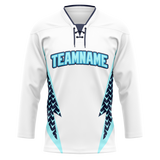 Custom Team Design White & Navy Blue Colors Design Sports Hockey Jersey HK00SK030218
