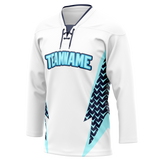 Custom Team Design White & Navy Blue Colors Design Sports Hockey Jersey HK00SK030218