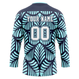 Custom Team Design Navy Blue & Teal Colors Design Sports Hockey Jersey HK00SK041817