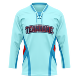 Custom Team Design Teal & Blue Colors Design Sports Hockey Jersey HK00SK061720