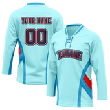 Custom Team Design Teal & Blue Colors Design Sports Hockey Jersey HK00SK061720