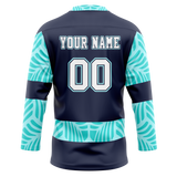 Custom Team Design Navy Blue & Teal Colors Design Sports Hockey Jersey HK00SK071817