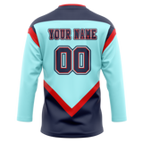 Custom Team Design Teal & Navy Blue Colors Design Sports Hockey Jersey HK00SK101718