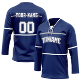 Custom Team Design Navy Blue & White Colors Design Sports Hockey Jersey HK00TBL061802