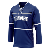Custom Team Design Navy Blue & White Colors Design Sports Hockey Jersey HK00TBL061802