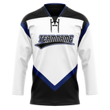 Custom Team Design White & Black Colors Design Sports Hockey Jersey HK00TBL080201