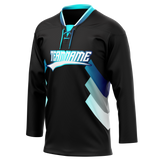 Custom Team Design Black & Teal Colors Design Sports Hockey Jersey HK00TBL100117