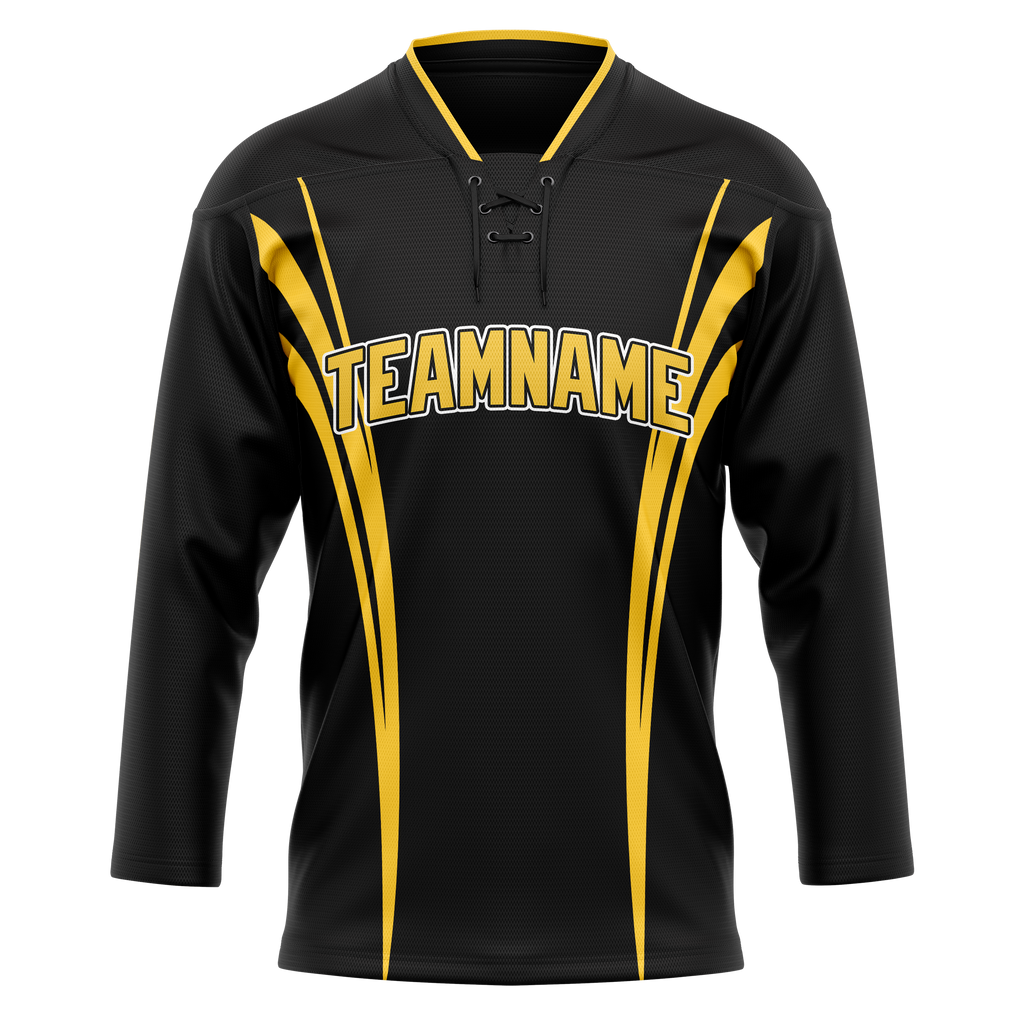Custom Team Design Black & Yellow Colors Design Sports Hockey Jersey HK00TML050112