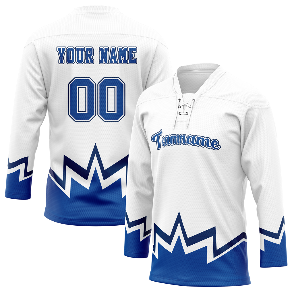 Custom Team Design White & Blue Colors Design Sports Hockey Jersey HK00TML060220