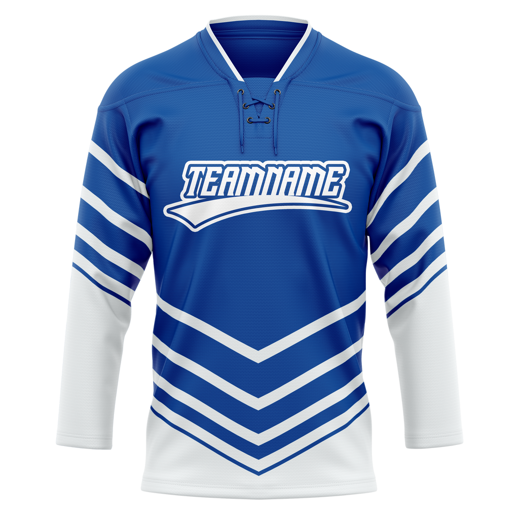 Custom Team Design Blue & White Colors Design Sports Hockey Jersey HK00TML082002