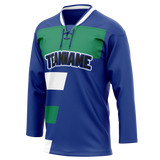 Custom Team Design Royal Blue & Kelly Green Colors Design Sports Hockey Jersey HK00VC011915